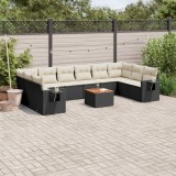 Cumpara ieftin Set canapele de grădină cu perne, 11 piese, negru, poliratan