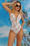 SW2401-211 Costum de baie intreg in doua culori cu print floral, S