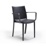 Scaun de gradina Victor din plastic, cu brate, culoare grafit, rezistent la intemperii, protectie UV, usor de curatat