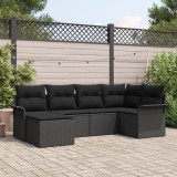 Gossi set de 6 piese de canapea pentru gradina cu pernute negru poliratan