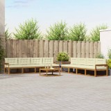 vidaXL Set de canapele de exterior cu pernă 9 pcs Natural și Crem 3367358