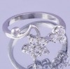 Inel finut si delicat cu floricele stil romantic, placat aur alb 10k si zirconia, 57 - 67
