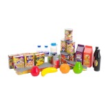 Set joaca supermarket cu fructe, alimente, conserve si sucuri, multicolor, 3 ani +
