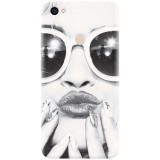 Husa silicon pentru Xiaomi Redmi Note 5A, Black And White Portrait Blonde Model In Fashion Sunglasses