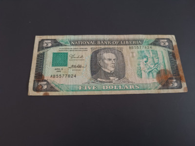 Bancnota 5 dolari dollars Liberia foto