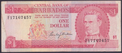 Bancnota Barbados 1 Dolar (1973) - P29 VF ( vezi descriere ) foto