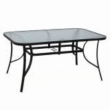 Cumpara ieftin Masa cu blat sticla securizata si picioare otel negru Paster 150x90x70 cm
