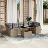 Gossi set canapele de gradina, 8 piese, cu perne, bej, poliratan