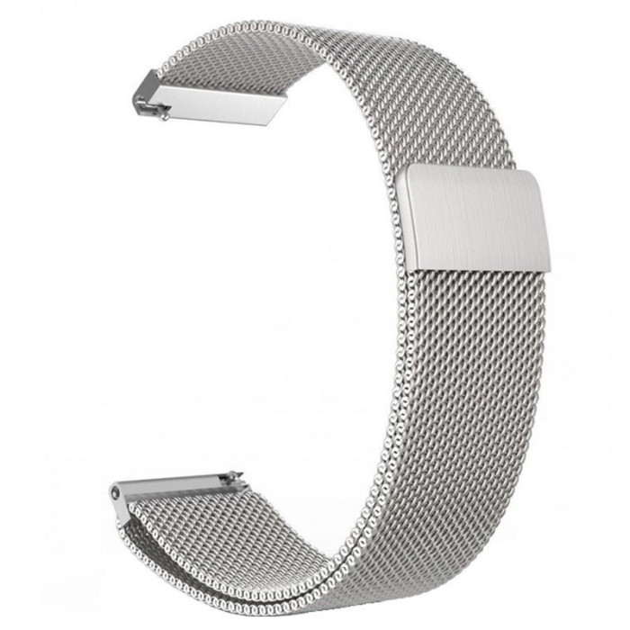 Curea Milanese Loop Slim, compatibila Samsung Galaxy Watch 5, 40mm, telescoape Quick Release, Argintiu