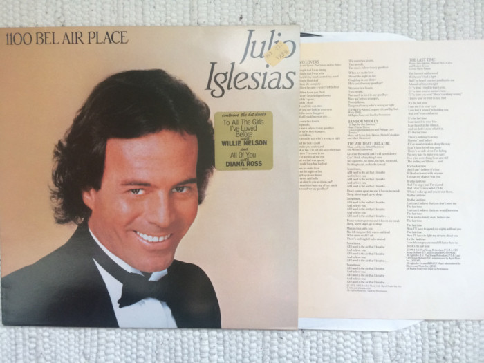 Julio Iglesias 1100 Bel Air Place disc vinyl lp muzica pop CBS rec. holland 1984