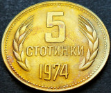 Moneda 5 STOTINKI - BULGARIA, anul 1974 * cod 2242 = A.UNC