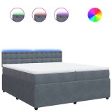 Cumpara ieftin Pat box spring cu saltea, gri inchis, 200x200 cm, catifea