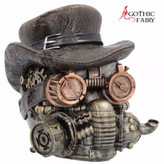 Statueta craniu steampunk Amenintare Mascata 16 cm foto