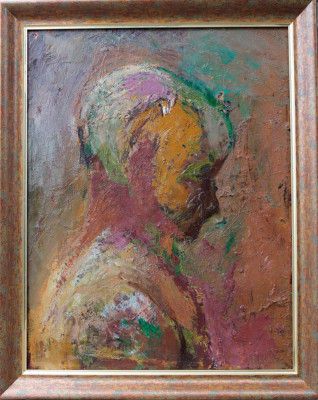 Titina Călugăru-Căpitănescu (1911-1973)-Profil de fată, pictură pe p&amp;acirc;nză foto