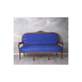 Sofa Madamme Pompandour din lemn mahon cu tapiterie albastra CAT362G54, Sufragerii si mobilier salon, Baroc