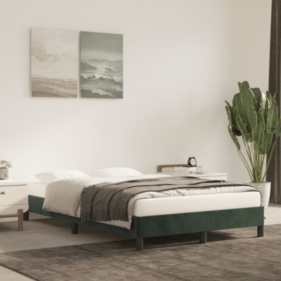 vidaXL Cadru de pat fără saltea verde &amp;icirc;nchis 120x190 cm catifea foto