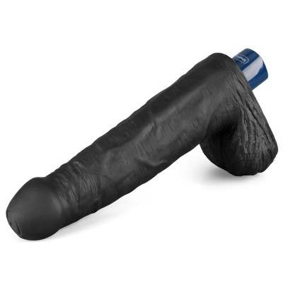 Vibrator Realistic Cu Testicule Real Softee, Negru, 23 cm foto