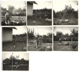 M1701N Fetiță hrănind rațele, Rom&acirc;nia, perioada interbelică, lot de 7 fotografii