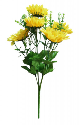 Buchet decorativ flori gerbera, galben, 37 cm foto