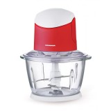 Cumpara ieftin Tocator de legume Heinner, 500 W, 1 l, bol sticla, angrenaj metalic, 2 cutite inox, Alb/Rosu