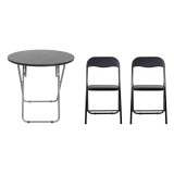 Masa plianta rotunda cu blat mdf, dimensiuni 70x70cm, negru plus 2 x scaun bucatarie pliant (DSY 1115) / ZLN 6937_2S