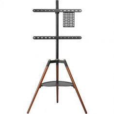 Stand TV de podea, trepied, inaltime si rotire reglabile, 32 - 65 inch, raft inclus, Negru/Maro, Techly, ICA-TR58