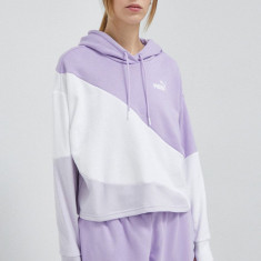 Puma bluza femei, culoarea violet, cu glugă, modelator