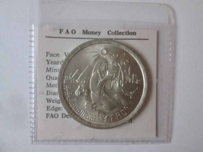 Egipt 1 Pound 1980 FAO argint UNC,diam.=35 mm,greutate=14,90 grame