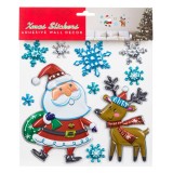 Autocolante Decorative Crăciun, Moș Crăciun și Cerb, Multicolor, Dimensiune 25x25cm, 1 Bucată, Oem