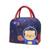 Geanta termoizolanta pentru copii, flippy, 23x13x19 cm, model imprimeu ursulet astronaut, din folie de aluminiu si panza oxford, albastru/rosu