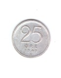 Moneda Suedia 25 ore 1949, stare buna, curata