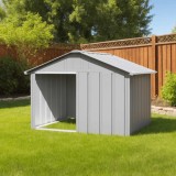 VidaXL Casă pentru c&acirc;ini, gri, 116,5x103x81,5 cm, oțel galvanizat