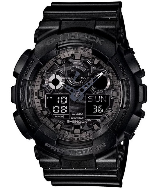 Ceas Sport Casio G-SHOCK GA-100 All Black-NOU ! NEGRU MAT CRONOGRAF ACTIV !