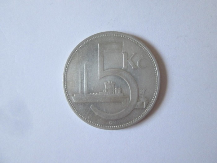 Cehoslovacia 5 Korun 1929 argint,diametrul=27 mm,greutate=7 grame