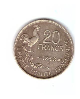 Moneda Franta 20 franci/francs 1953 B, stare buna, curata foto