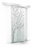 Usa culisanta Boss &reg; model Tree negru, 95x215 cm, sticla 8 mm Gri securizata, glisanta in ambele directii, Modern Glass Art