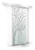 Usa culisanta Boss &reg; model Tree negru, 60x215 cm, sticla 8 mm Gri securizata, glisanta in ambele directii, Modern Glass Art