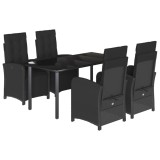 Cumpara ieftin Set mobilier de gradina cu perne, 5 piese, negru, poliratan