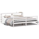 Cumpara ieftin Cadru de pat fara saltea, alb, 200x200 cm, lemn masiv pin