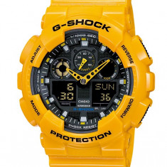 Ceas Sport Casio G-SHOCK GA-100 YELLOW-NOU CRONOGRAF ACTIV !!! GALBEN LUCIOS