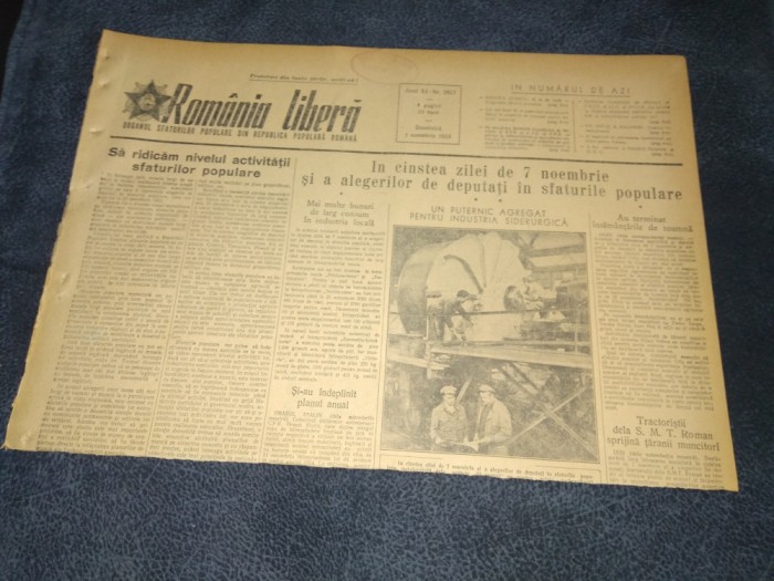 ZIARUL ROMANIA LIBERA 1 NOIEMBRIE 1953