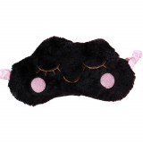 Masca pentru dormit sau calatorie, cu gel detasabil, Pufo Norisorul Magic, 20 cm, negru