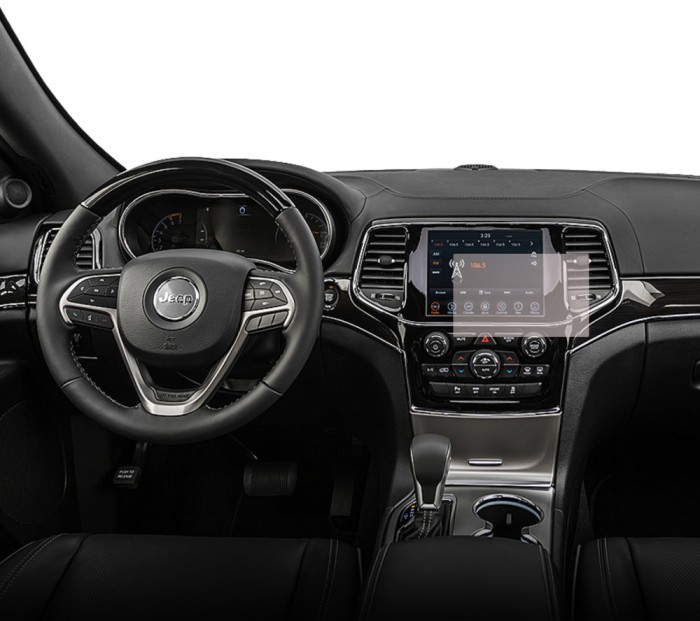Folie Protectie Navigatie Jeep Grand Cherokee 2021+, Duragon, protectie Display Navigatie, silicon Transparent, Anti-zgarieturi, kit instalare