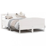 VidaXL Cadru de pat fără saltea, alb, 140x190 cm, lemn masiv de pin