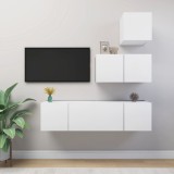 vidaXL Set dulapuri TV, 4 piese, alb, lemn prelucrat