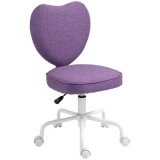 Vinsetto Scaun de Birou &icirc;n Formă de Inimă cu 5 Rotile Pivotante și &Icirc;nălțime Reglabilă, 40x50x79-89 cm, Violet | Aosom Romania