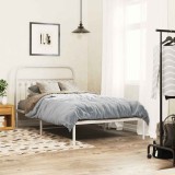 VidaXL Cadru de pat din metal cu tăblie, alb, 107x203 cm 376645