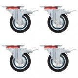 Gossi roti pivotante cu frane duble, 4 buc., 75 mm