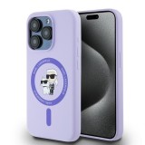 Husa pentru iPhone 15 Pro - Karl Lagerfeld Silicone Ring MagSafe (KLHMP15LSCMKCRHU) - Purple Karl&amp;Choupette