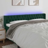 vidaXL Tăblie de pat cu LED, verde &icirc;nchis, 203x16x78/88 cm, catifea 3123641